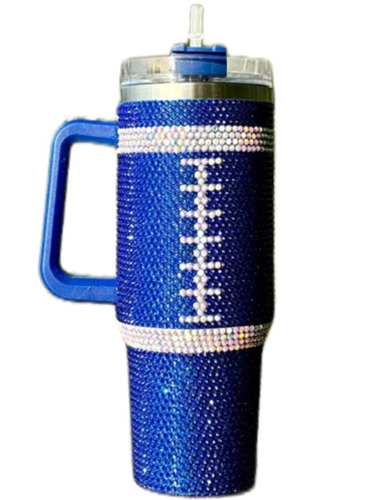 Dallas Cowboys Blue and Silver Crystal Football Tumbler, 40 oz