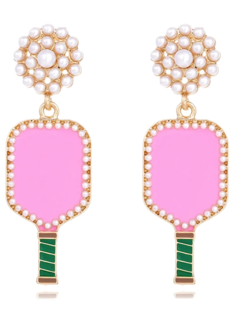 Pink Pickleball Earrings