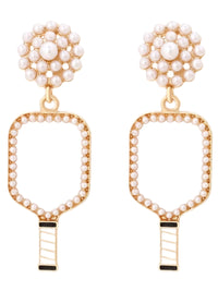 White Pickleball Earrings