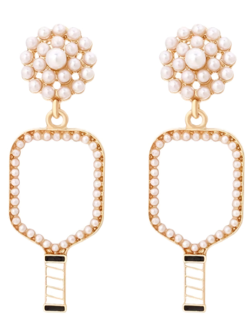 White Pickleball Earrings