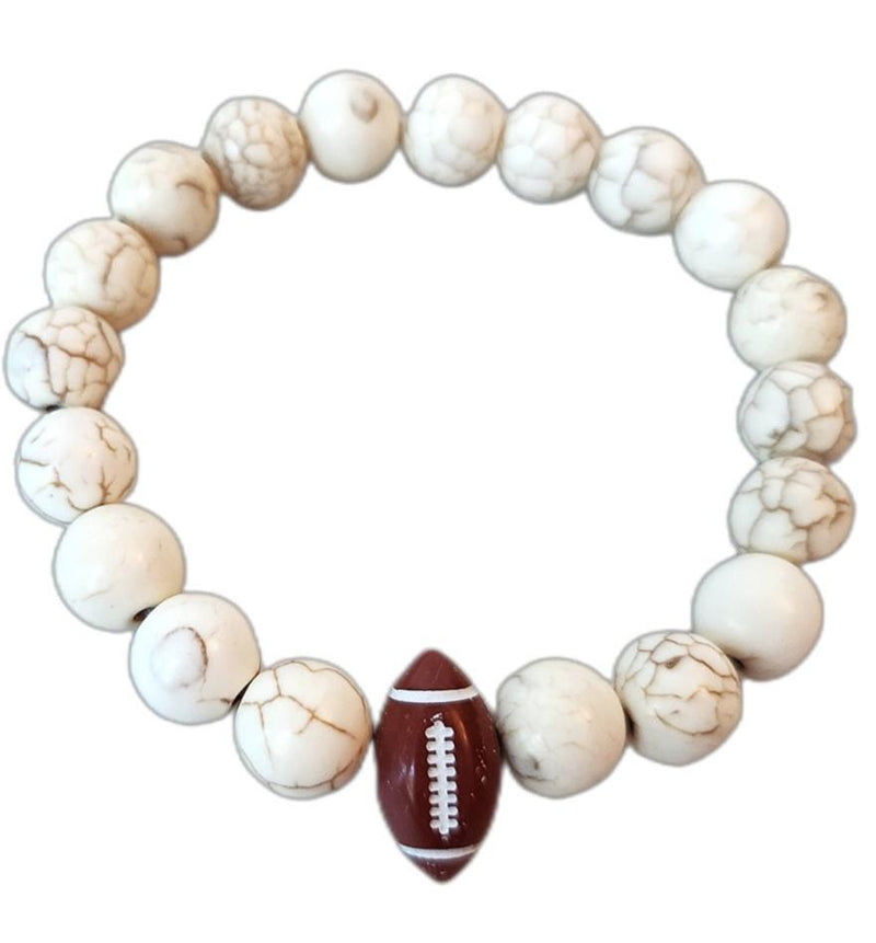 White Beaded Football Bracelet