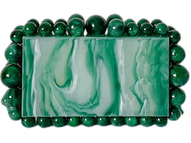 Green Bubble Trim Resin Clutch Purse