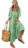 Green Print Maxi Dress