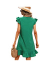 Green Ruffle Trim Mini Dress