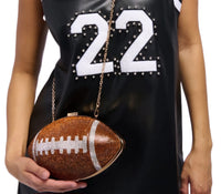 Brown Crystal Football Clutch Purse