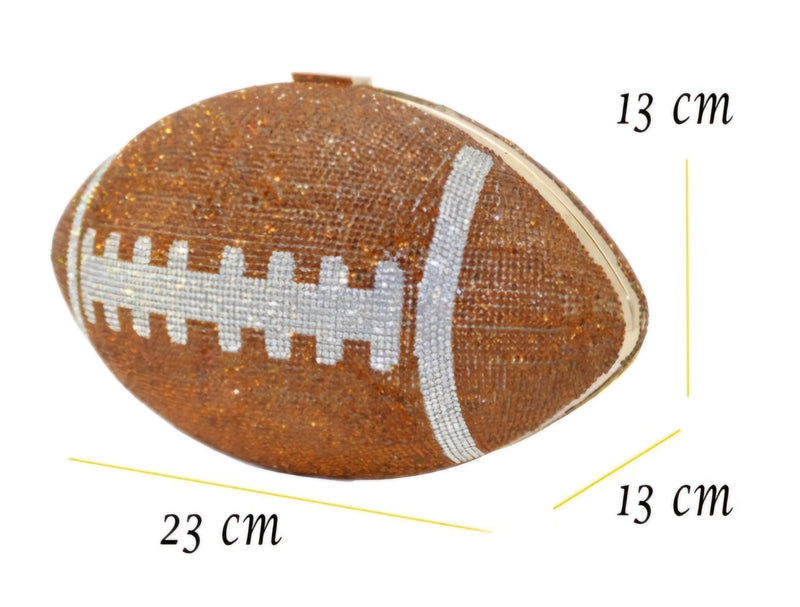 Brown Crystal Football Clutch Purse