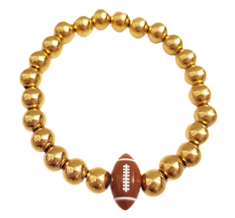 Goldtone Beaded Football Bracelet