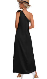 Black One Shoulder Sequin Football Maxi Dress