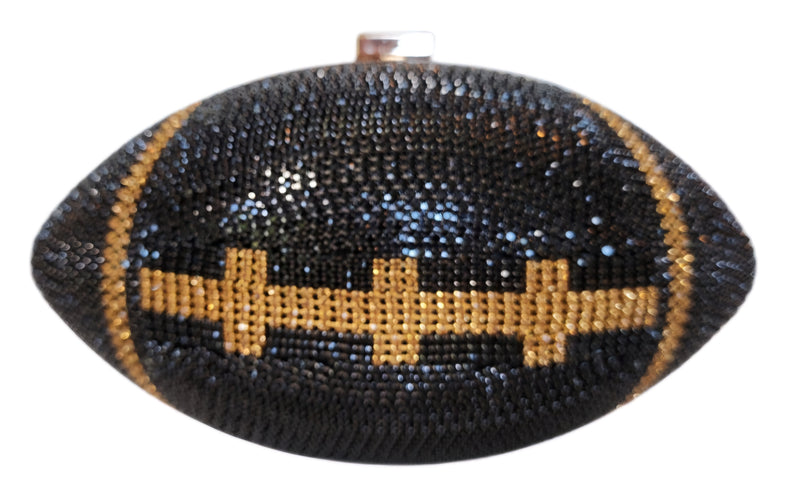 Black Crystal Football Clutch Purse