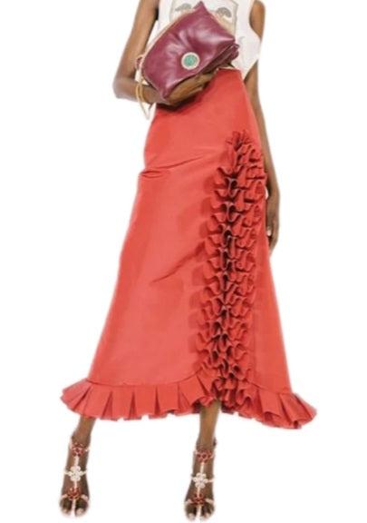 Coral Ruffle Long Skirt