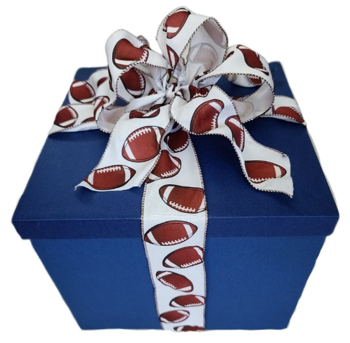 Large Blue Box and Football Bow