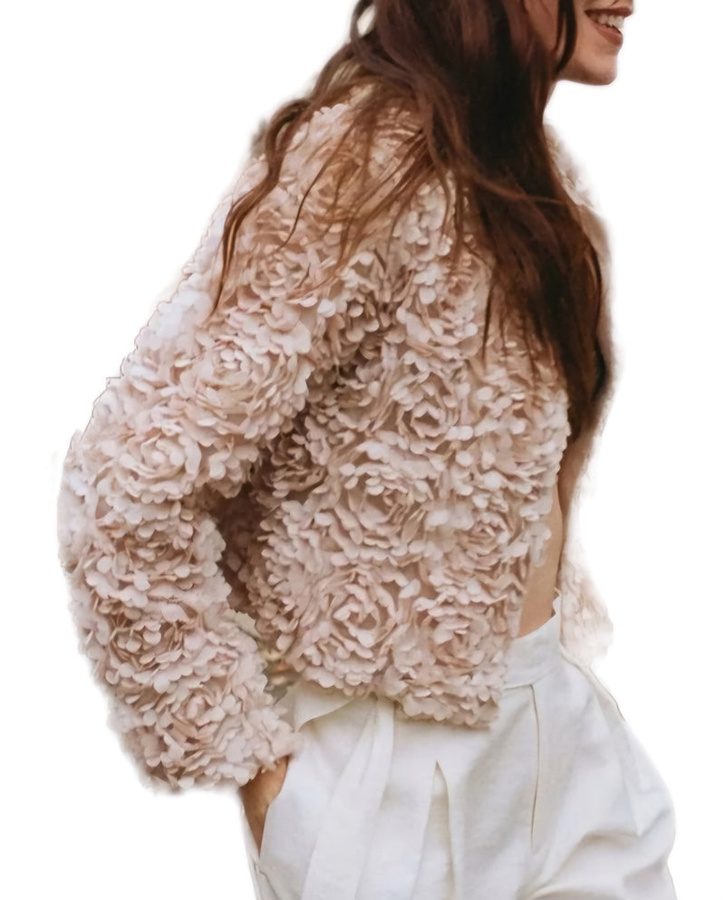 Ivory 3D Floral Jacket