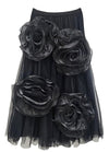 Black 3D Floral Skirt