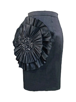 Black 3D Flower Pencil Skirt