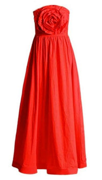 Red 3D Flower Halter Maxi Dress