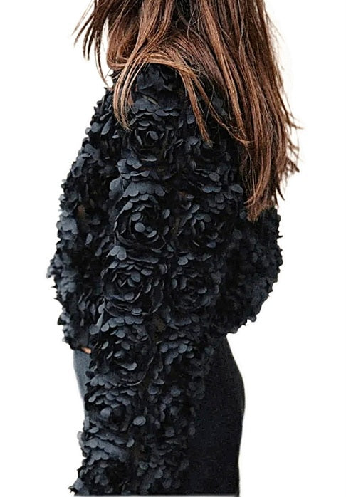 Black 3D Flower Jacket