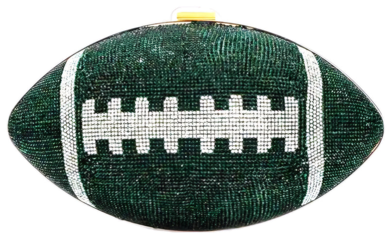 Green Crystal Football Clutch Purse