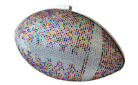 Multicolored Crystal Football Clutch Purse