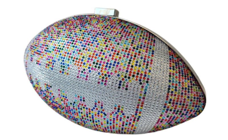 Multicolored Crystal Football Clutch Purse