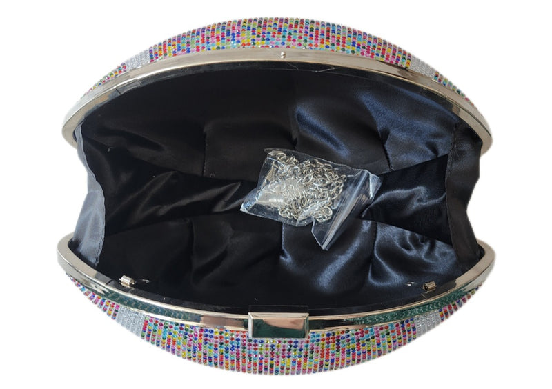 Multicolored Crystal Football Clutch Purse