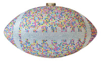 Multicolored Crystal Football Clutch Purse