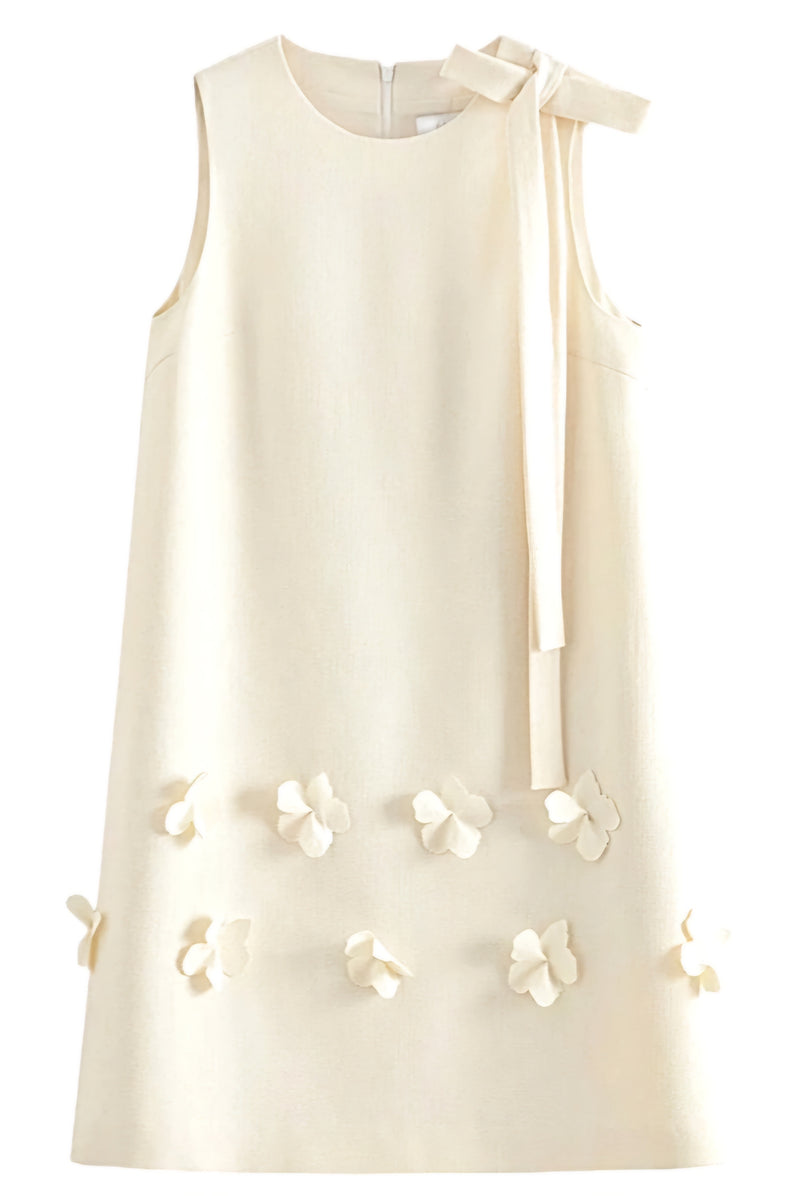 Ivory Sleeveless Knee Length Dress