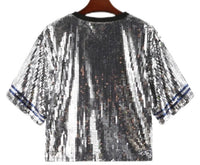 Womens Silver Sequin Dallas Cowboys Shirt