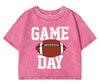 Girls Hot Pink Football Crop Top Tshirt