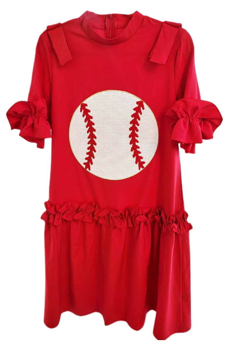 Red Sequin Baseball Dress