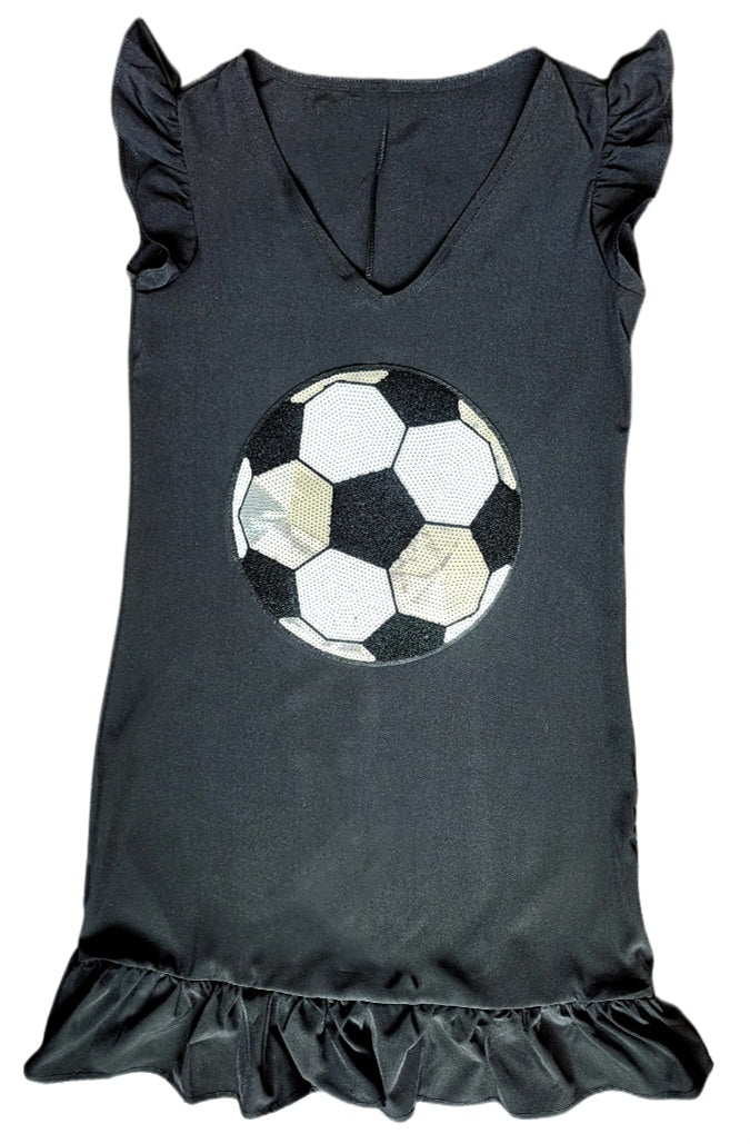 Black Sequin Soccer Ball Mini Dress