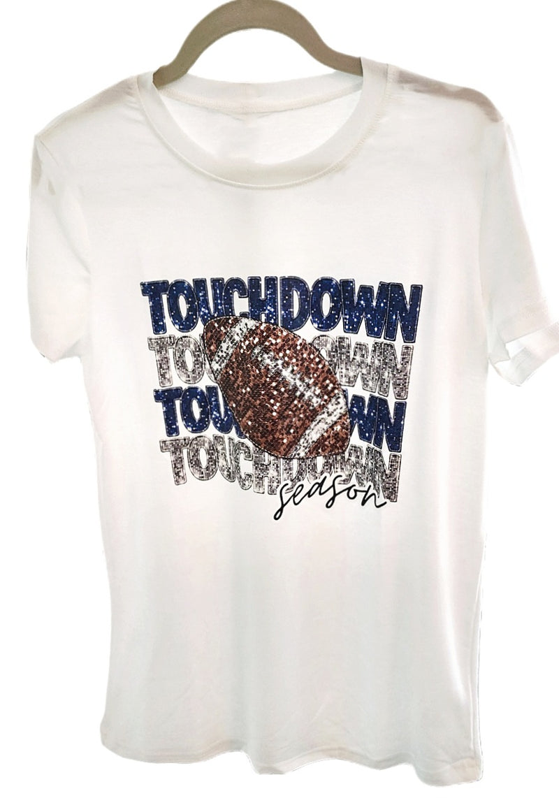 Blue and White Touchdown Tshirt