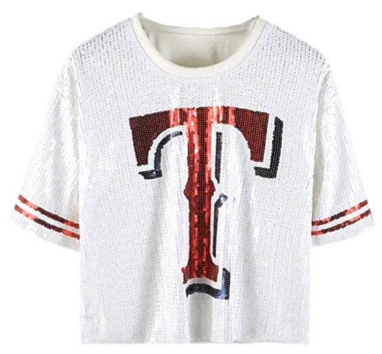 Texas Rangers White Sequin Shirt