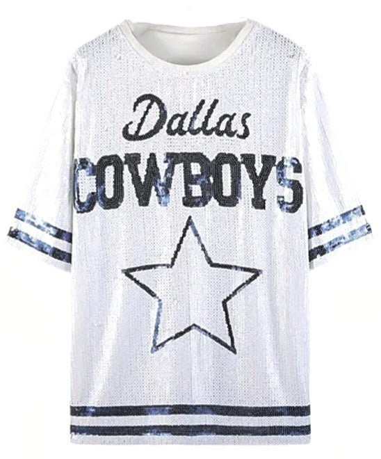 Dallas Cowboys White Sequin Shirt