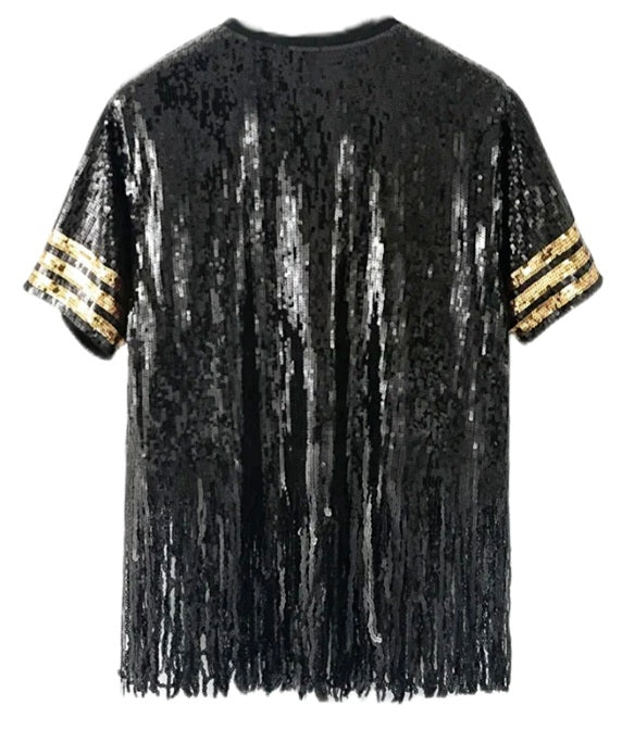 Dallas Cowboys Black Sequin Fringed Shirt