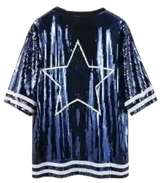 Blue Sequin Dallas Cowboys Shirt