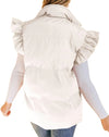 White Ruffle Sleeve Puffer Vest