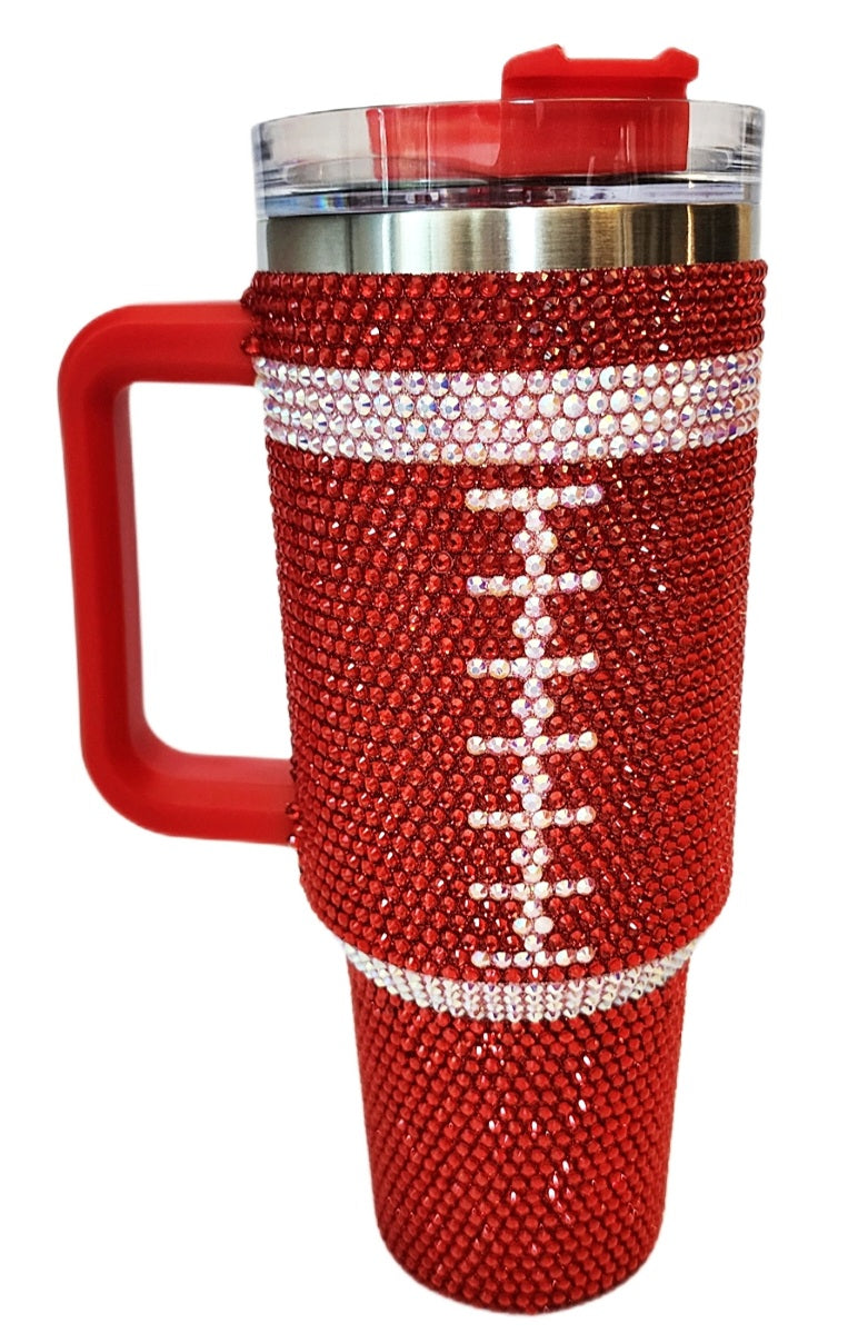 Red Crystal Football Tumbler, 40 oz