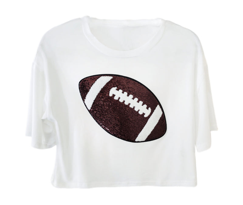 Sequin Football Crop Top- Short Sleeve