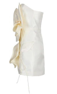 Cream 3D Flower Mini Dress