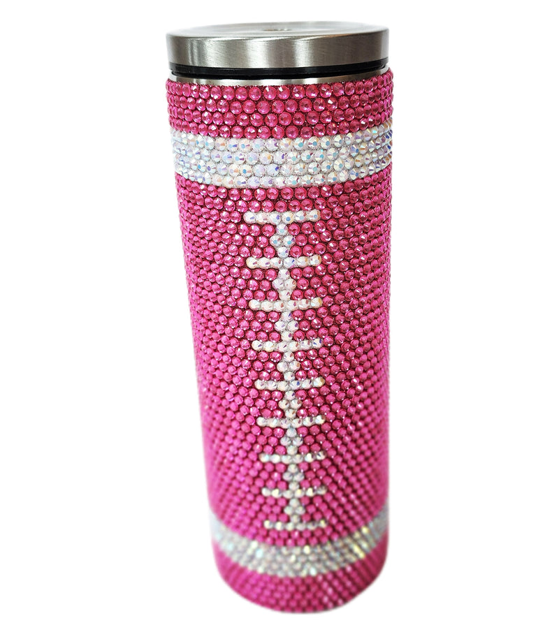 Hot Pink Sequin Football Tumbler - 20 oz