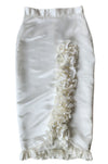 Ivory Satin Long Ruffle Skirt