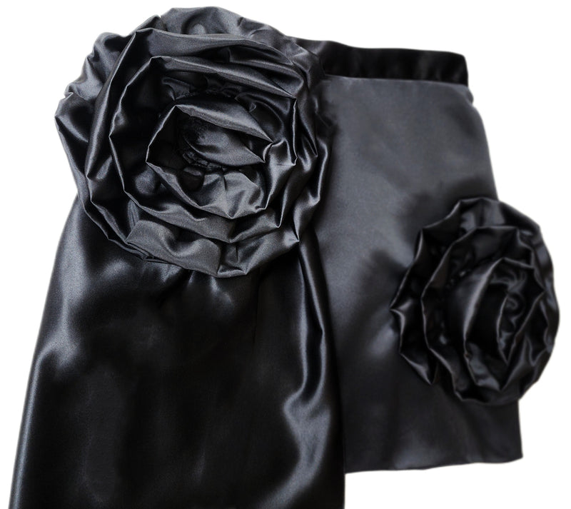 Black 3D Flower Mini Skirt