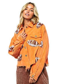 Burnt Orange Corduroy Sequin Football Jacket