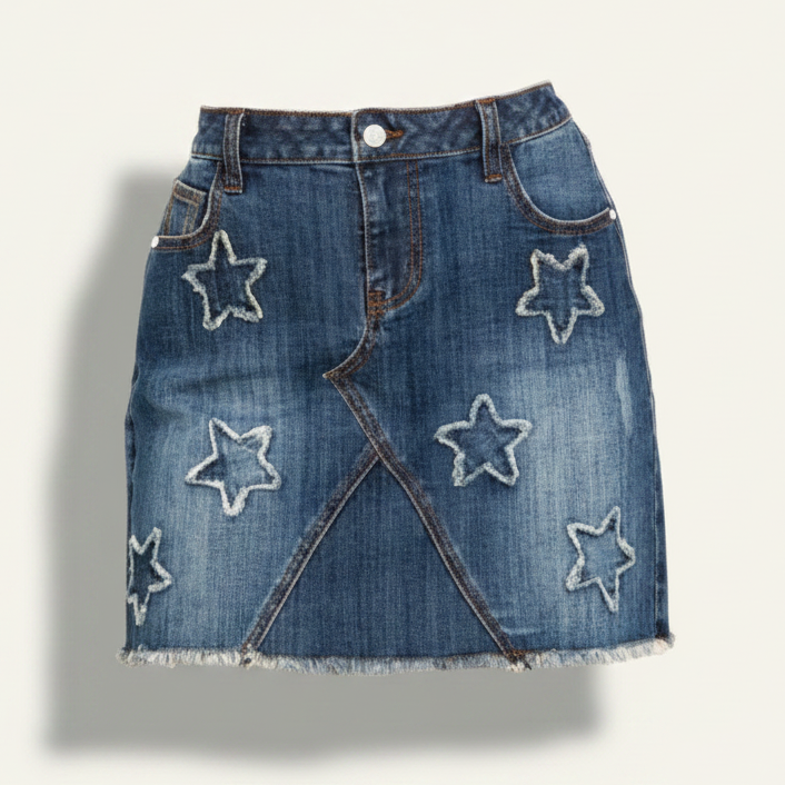 Blue Jean Stars Mini Skirt