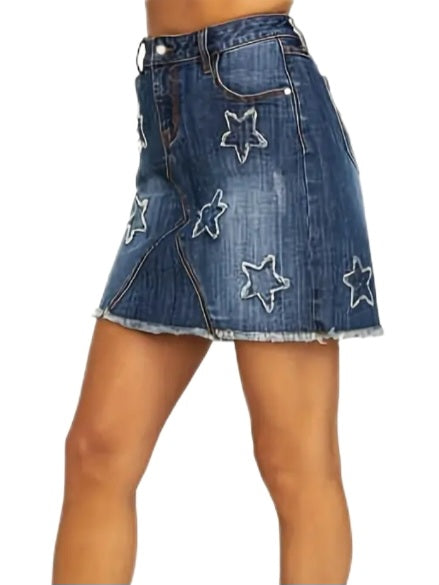 Blue Jean Stars Mini Skirt