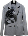 Gray Large 3D Flower Blazer