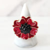 Sterling Silver Red and Black Flower Ring