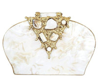 White and Gold  Mother Of Pearl Clutch