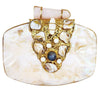 Gold and White Mother of Pearl Stone Embellished Clutch