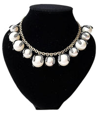 Black and White Embellished Ball Necklace